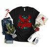 Merry Christmas Antlers Short Sleeve Crewnneck Tee