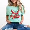 Merry Christmas Antlers Short Sleeve Crewnneck Tee