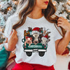 Merry Christmas Farm Truck Short Sleeve Crewnneck Tee