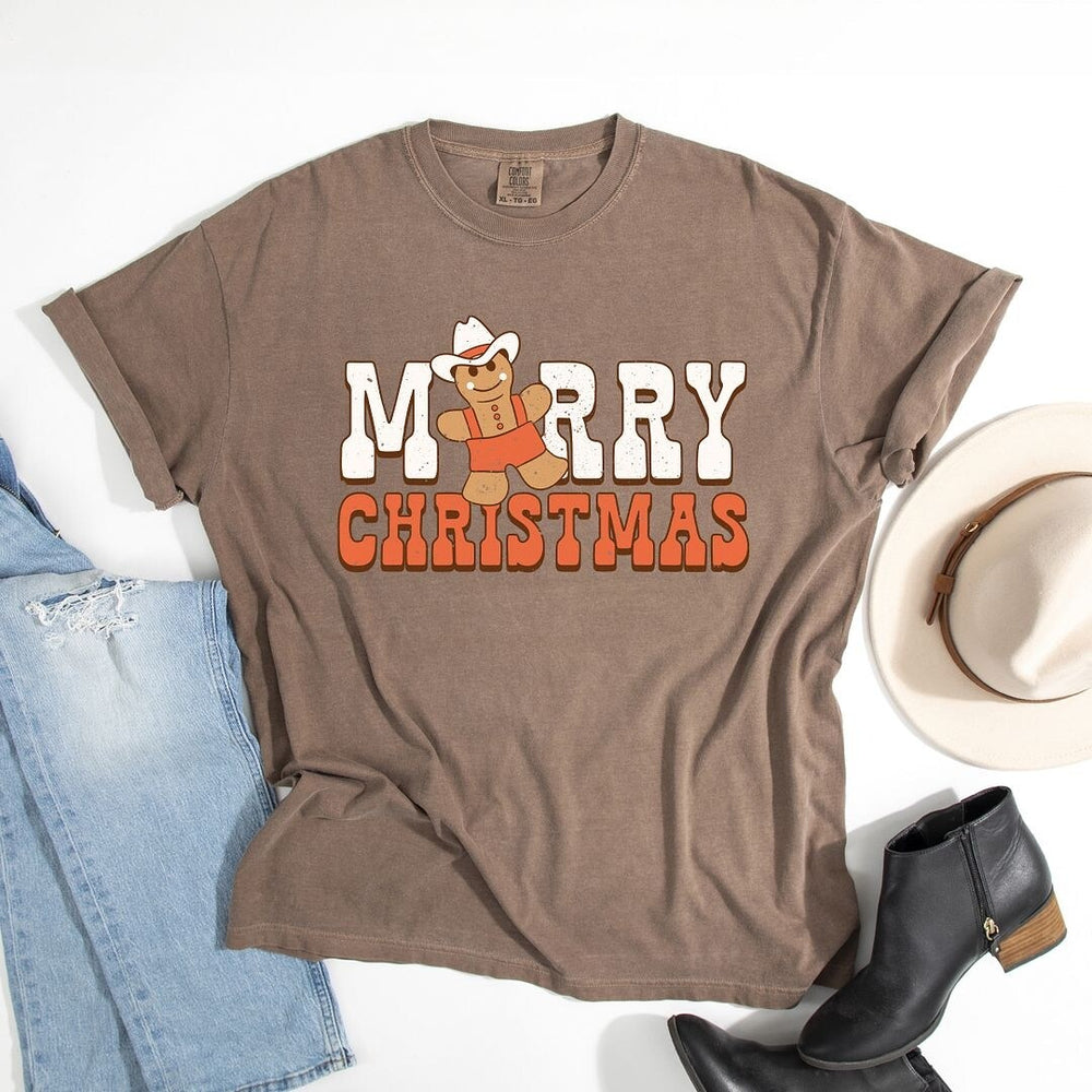 Merry Christmas Gingerbread Garment Dyed Tee