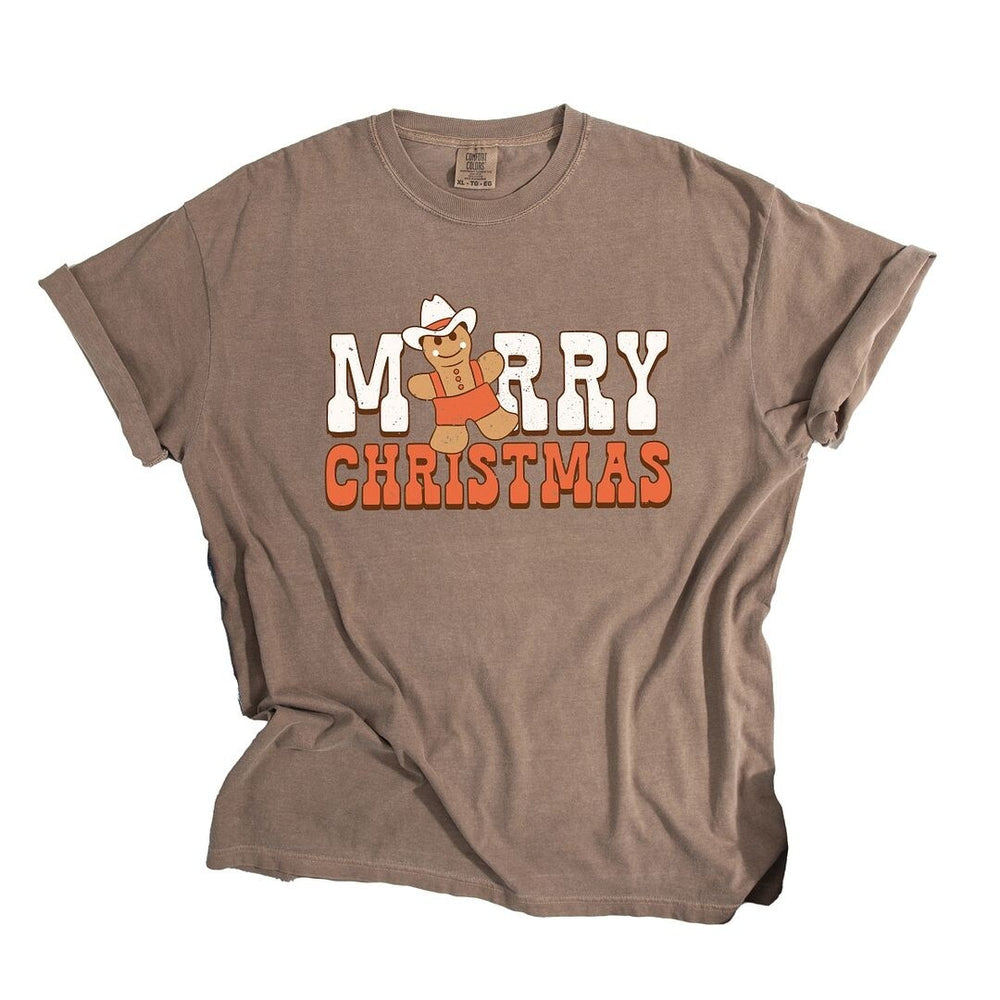 Merry Christmas Gingerbread Garment Dyed Tee