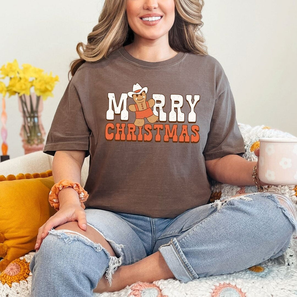 Merry Christmas Gingerbread Garment Dyed Tee