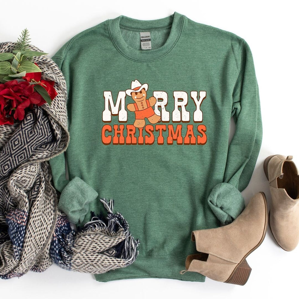 Merry Christmas Gingerbread Graphic Sweatshirt