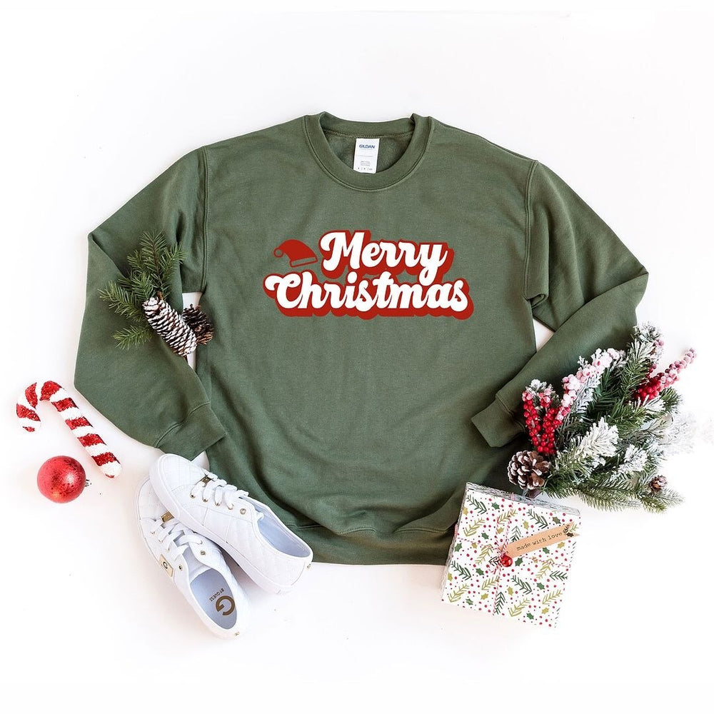 Merry Christmas Hat Graphic Sweatshirt