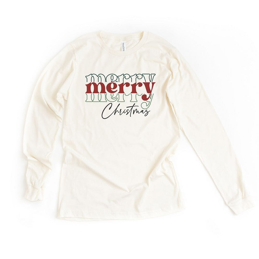 Merry Christmas Stacked Long Sleeve Tee