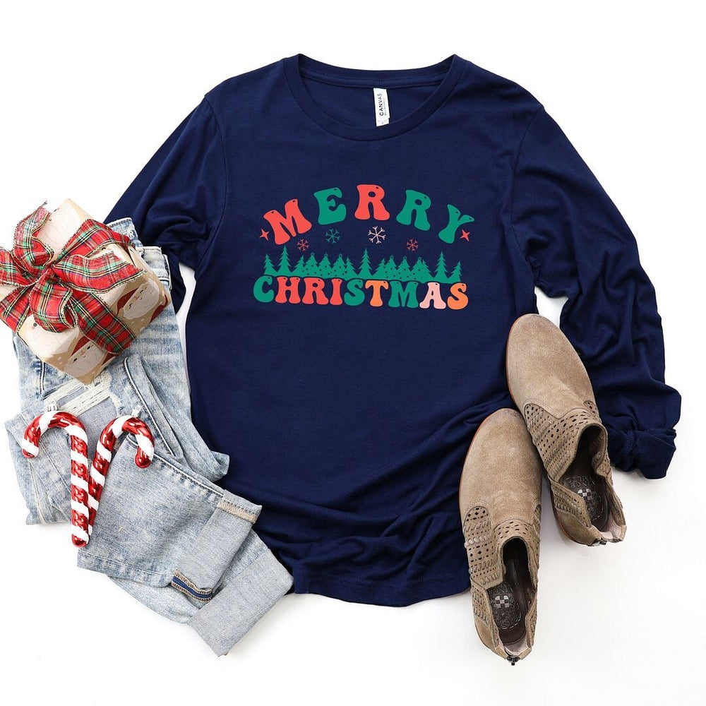 Merry Christmas Trees Long Sleeve Tee