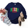 Merry Christmas Varsity Colorful Long Sleeve Tee