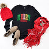 Merry Christmas Varsity Colorful Long Sleeve Tee