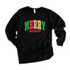 Merry Christmas Varsity Colorful Long Sleeve Tee