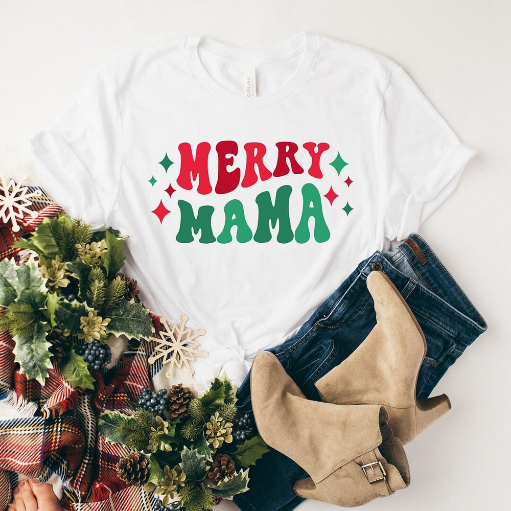 Merry Mama Stars Short Sleeve Crewnneck Tee