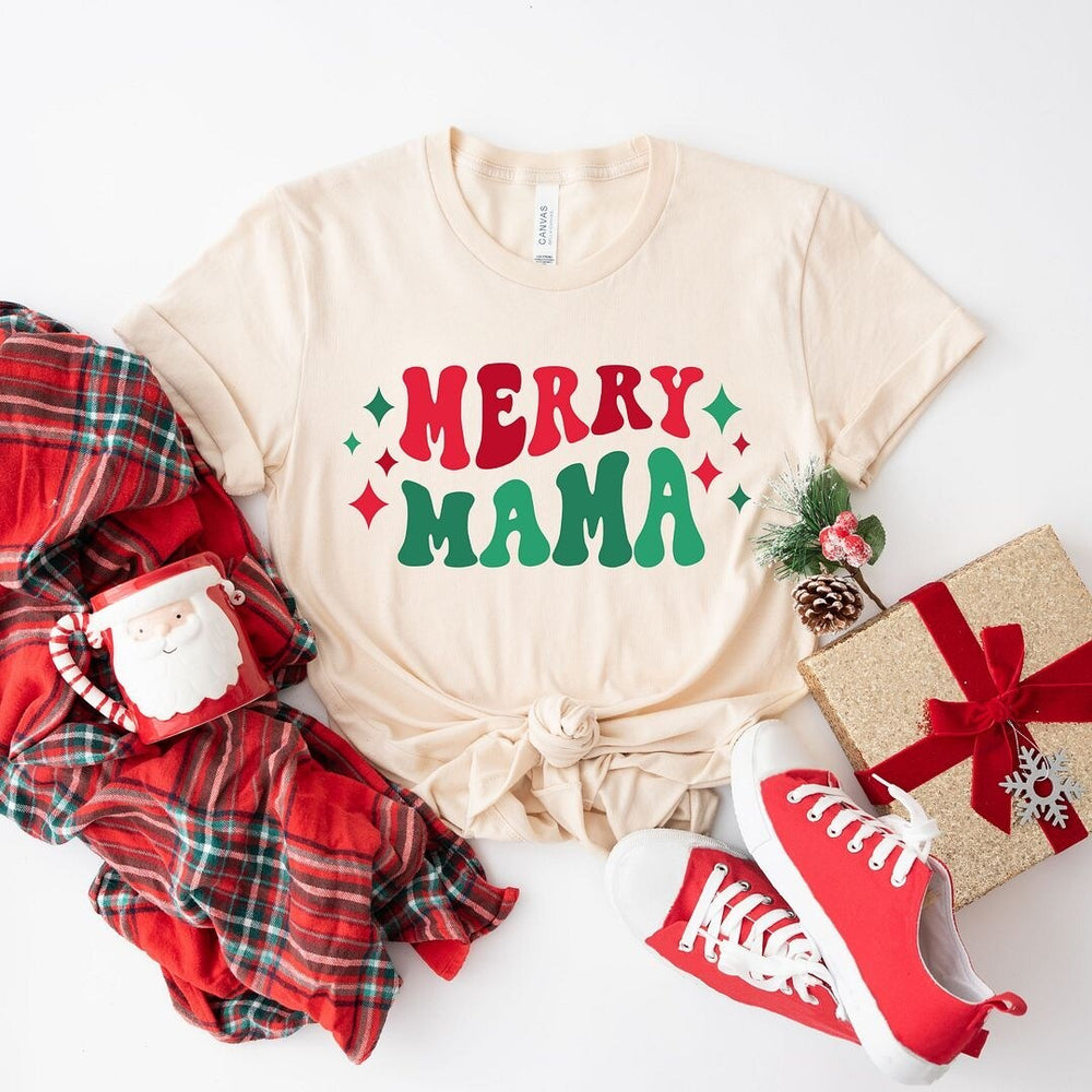 Merry Mama Stars Short Sleeve Crewnneck Tee