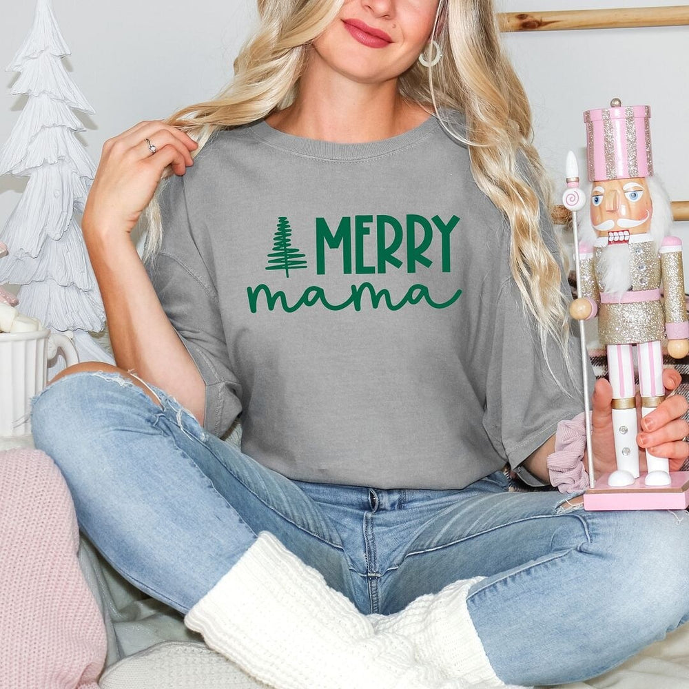 Merry Mama Tree Garment Dyed Tee