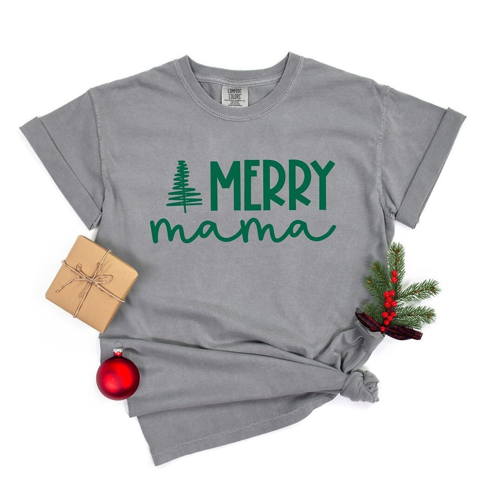 Merry Mama Tree Garment Dyed Tee