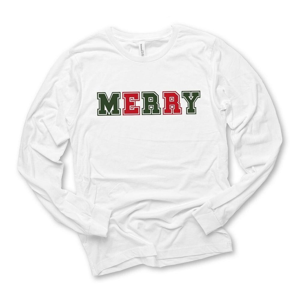 Merry Red and Green Bold Long Sleeve Tee