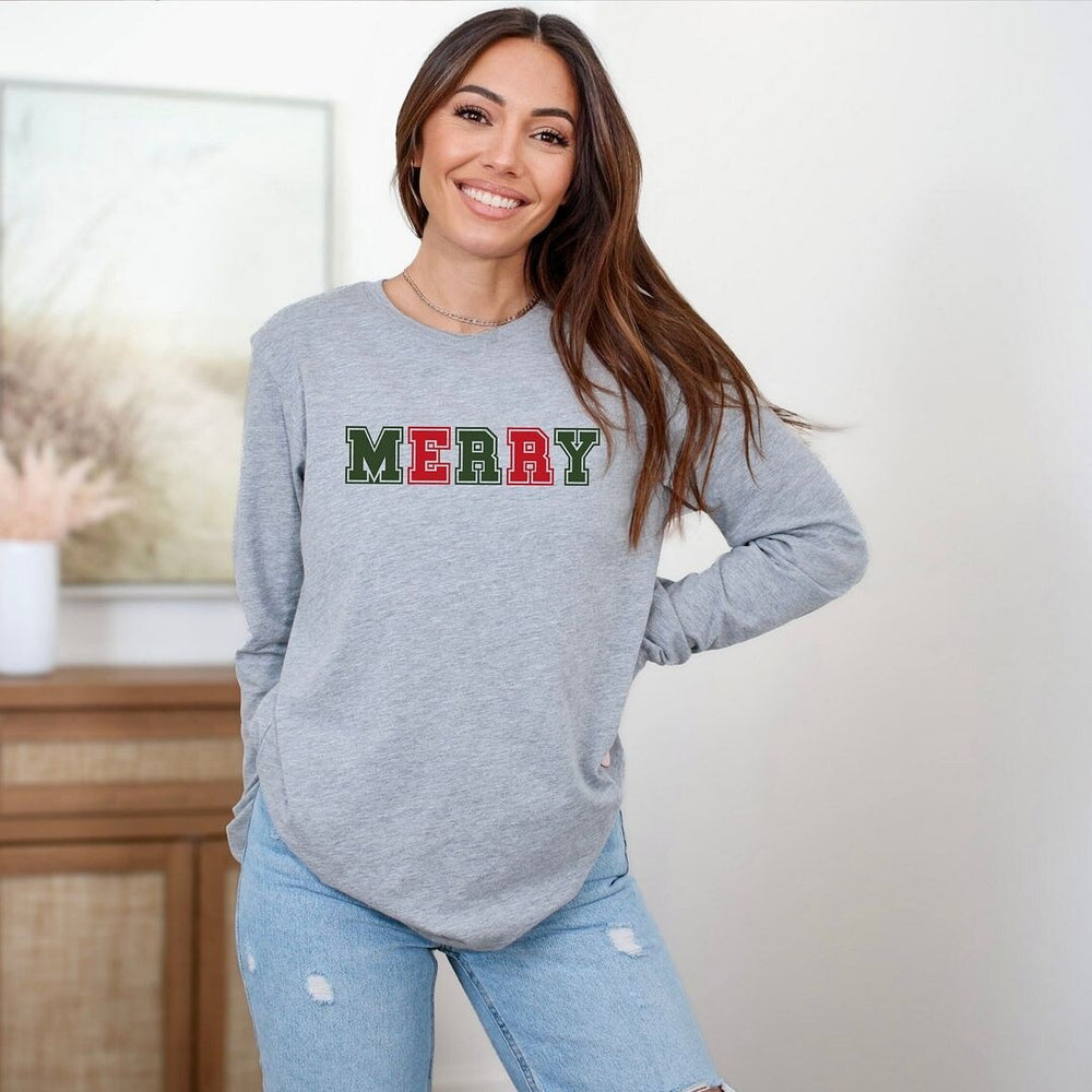 Merry Red and Green Bold Long Sleeve Tee