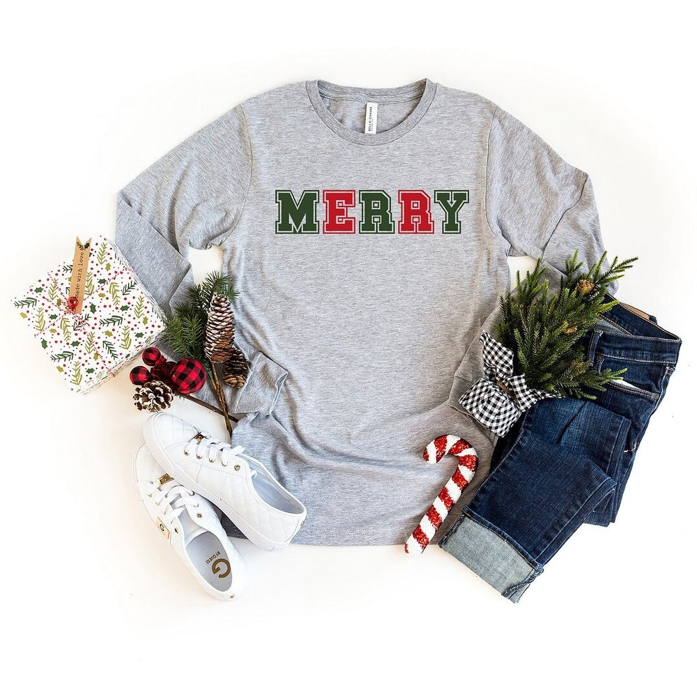 Merry Red and Green Bold Long Sleeve Tee