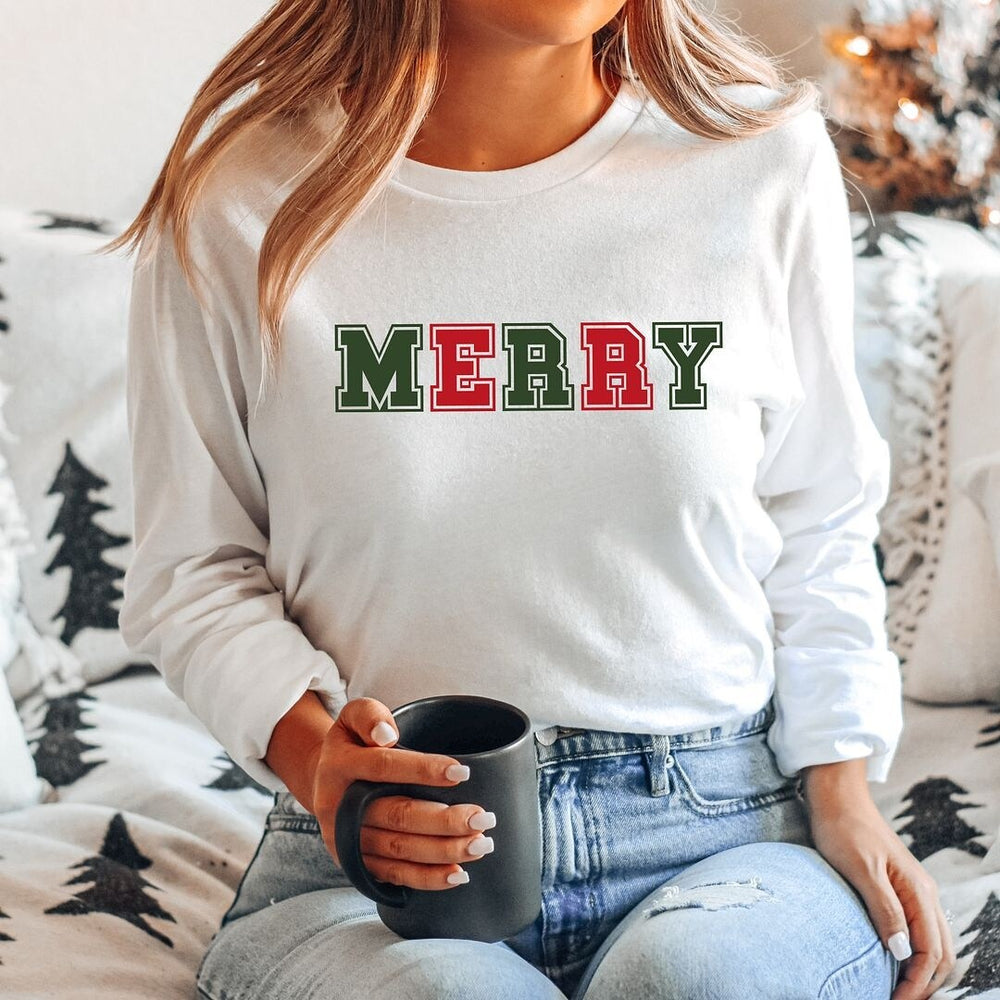 Merry Red and Green Bold Long Sleeve Tee