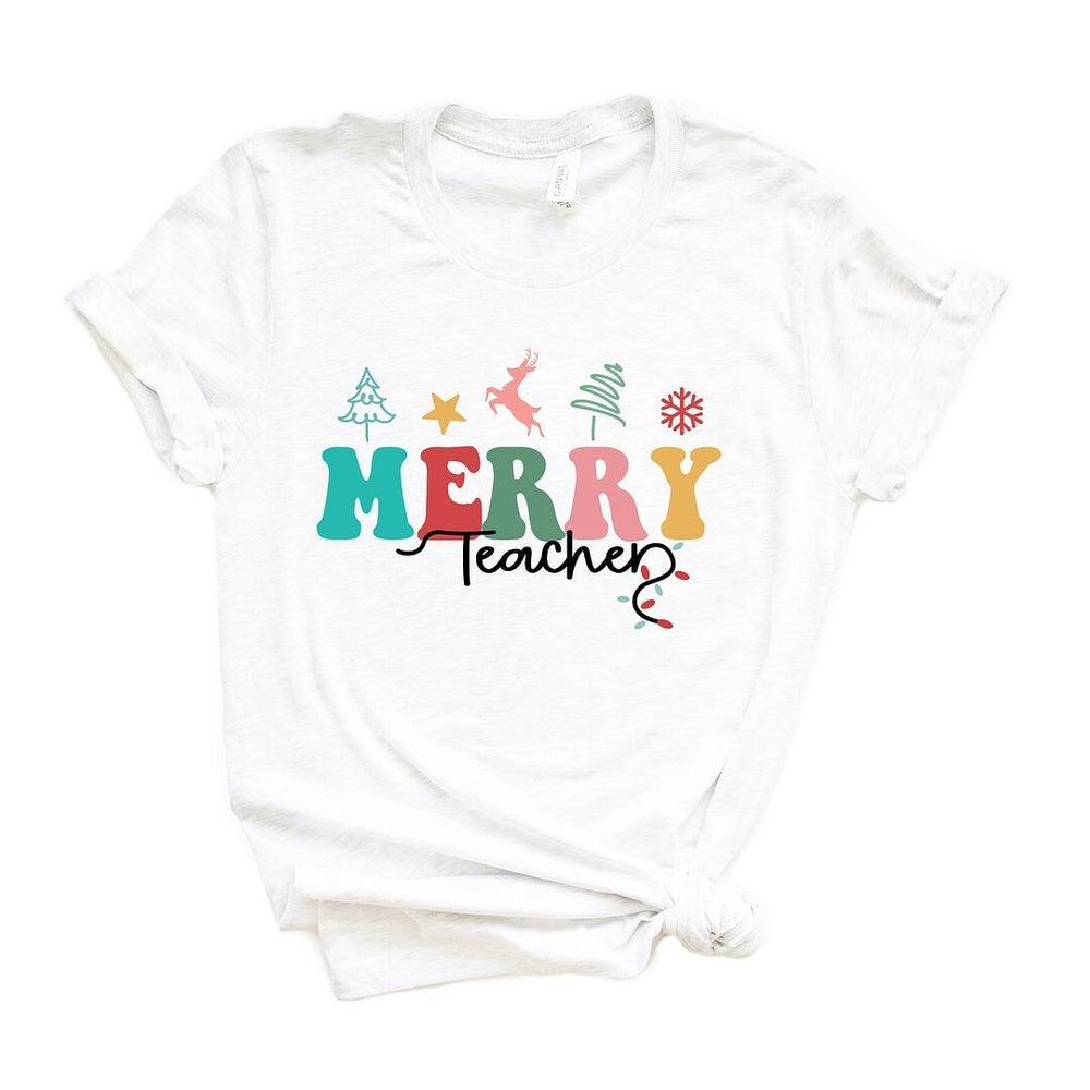 Merry Teacher Short Sleeve Crewnneck Tee