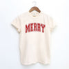 Merry Varsity Thick Outline Garment Dyed Tee