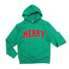 Merry Varsity White Outline Graphic Hoodie