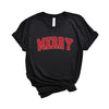 Merry Varsity White Outline Short Sleeve Crewnneck Tee