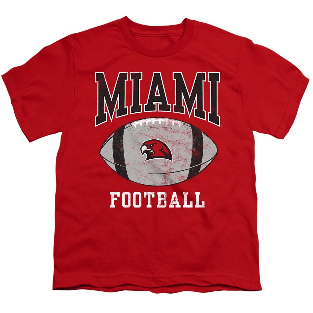 Miami University (Oh) Football Ball Kids T Shirt for Youth Boys and Girls