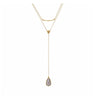 Minimalist Goldtone Grey Chain Drop Layered Necklace - White