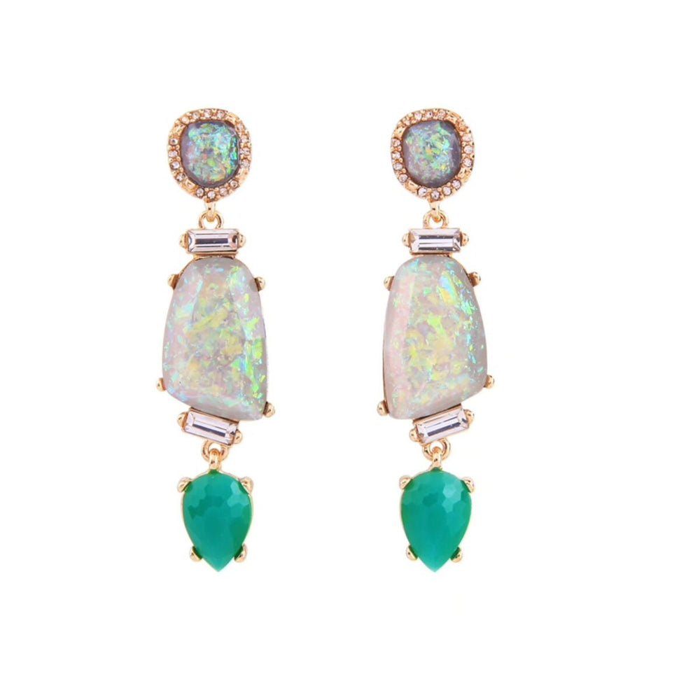 Mint Crystal Goldtone Drop Earrings