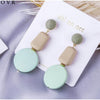 Mint Green Beige Circular Drop Earrings