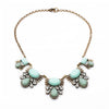 Mint Green Bib Statement Necklace - White