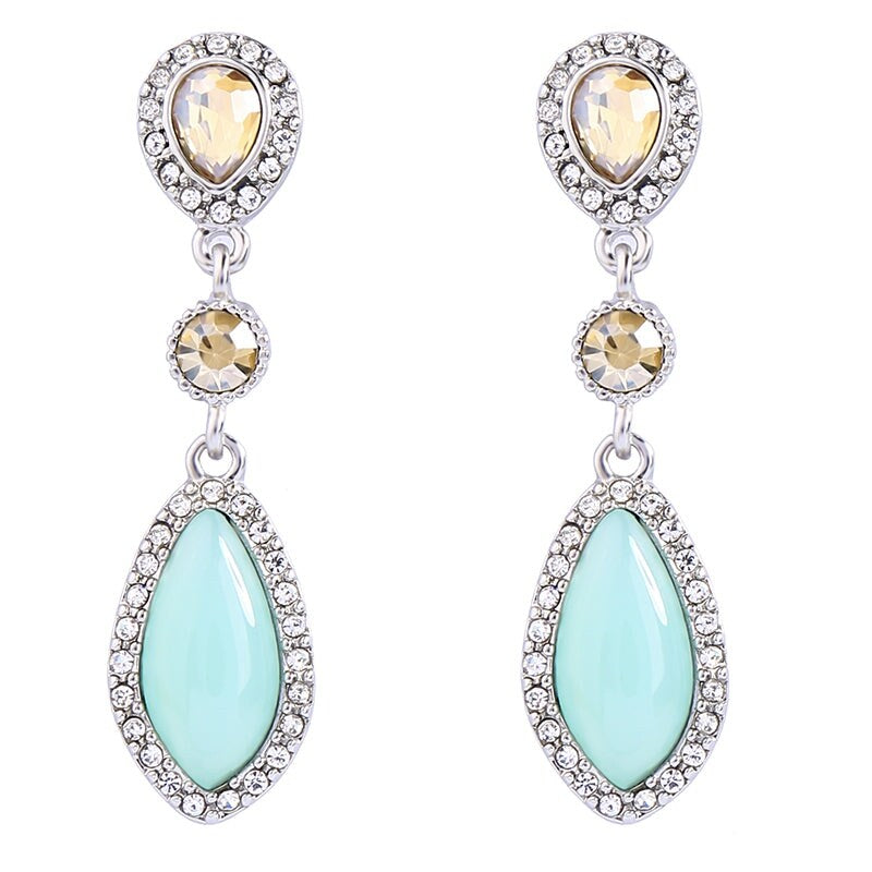 Mint Green Marquis Teardrop Crystal Earrings