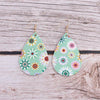 Mint Green & Multi Colored Flower Teardrop Drop Earrings