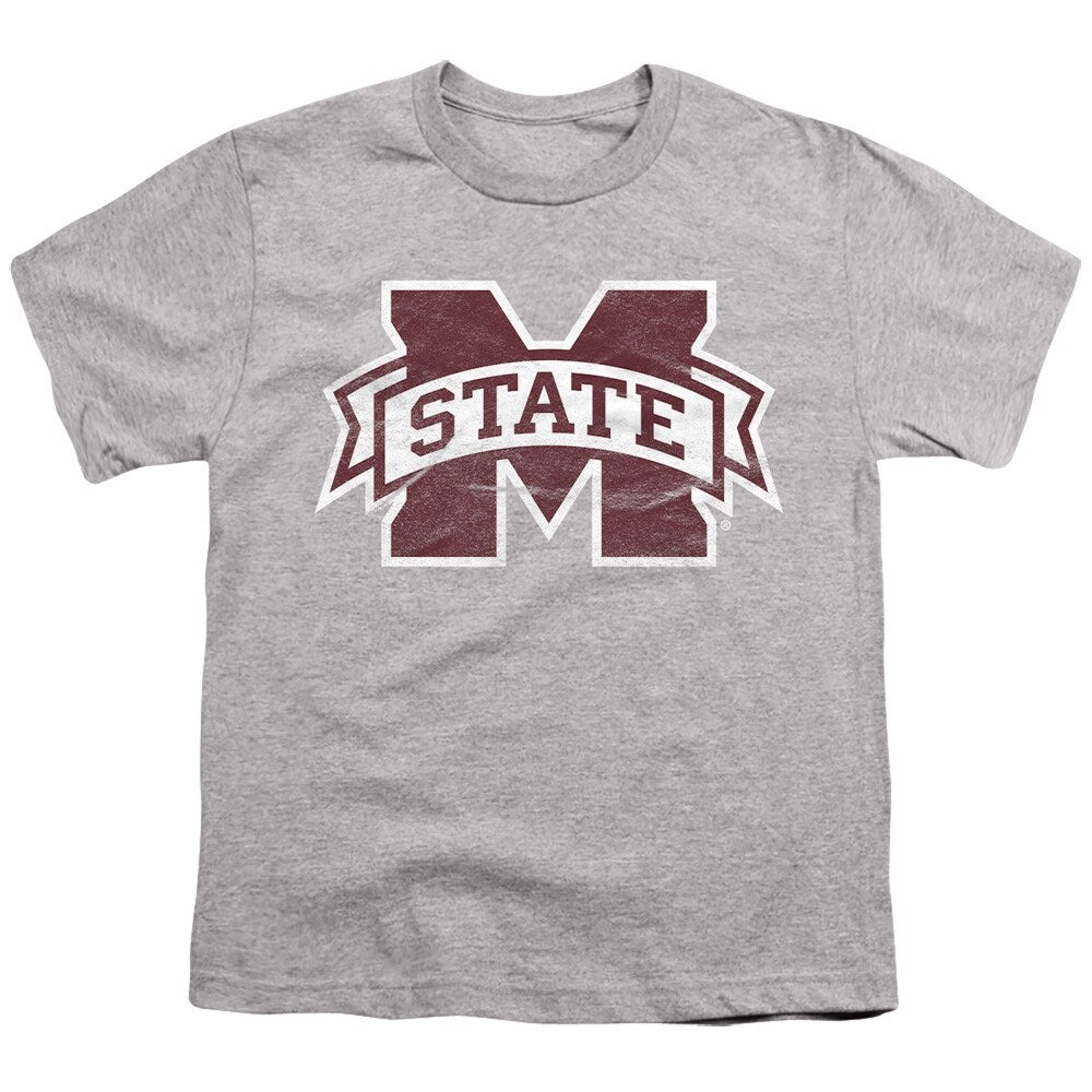 Mississippi State University Distressed Primary Kids T Shirt for Youth Boys and Girls