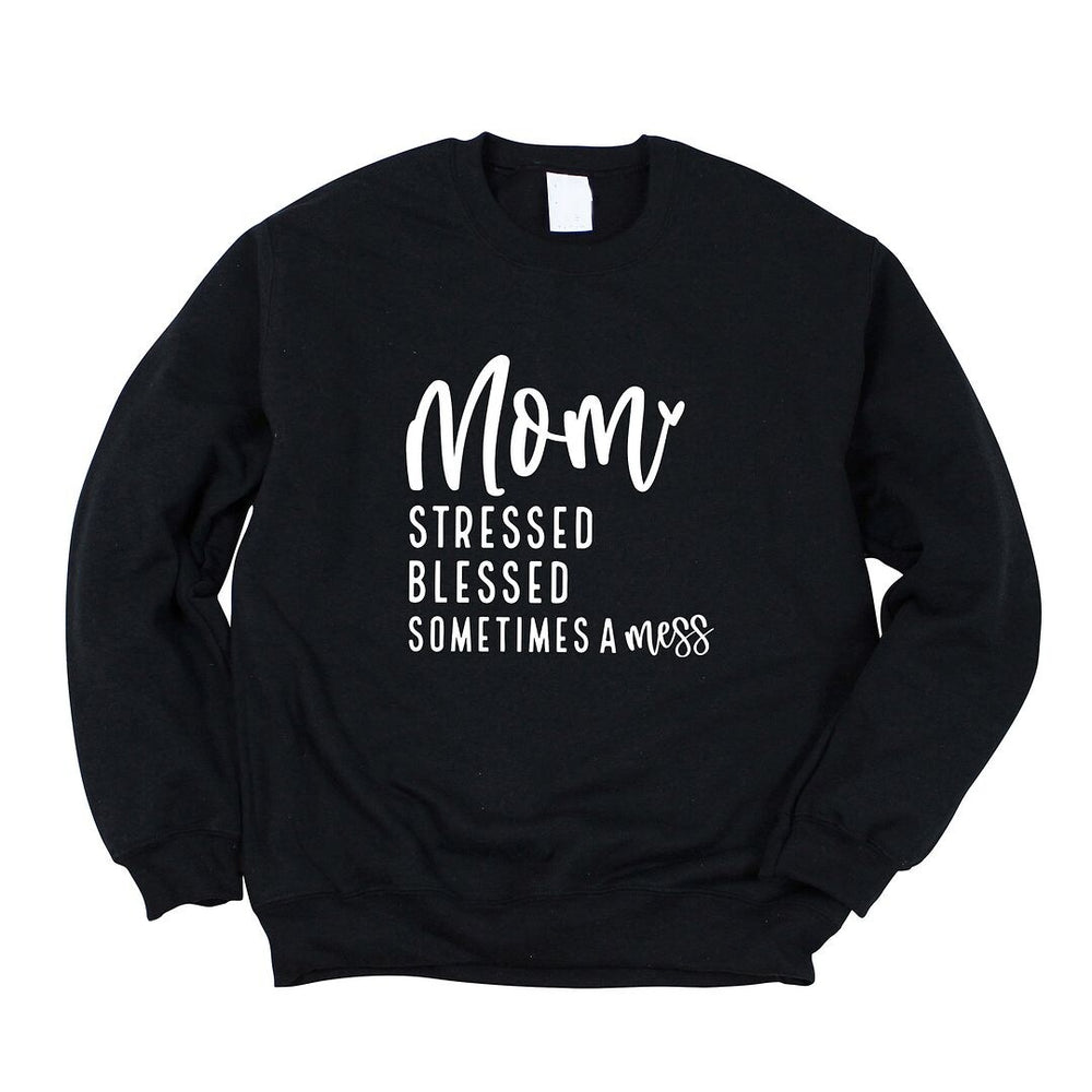 Mom Stressed Blessed Graphic Sweatshirt