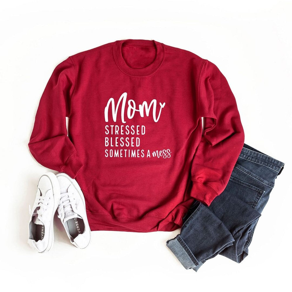 Mom Stressed Blessed Graphic Sweatshirt