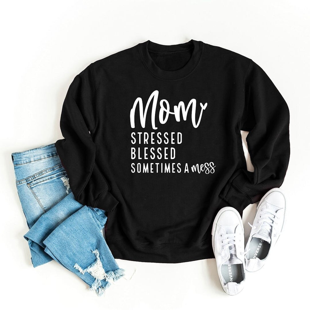 Mom Stressed Blessed Graphic Sweatshirt