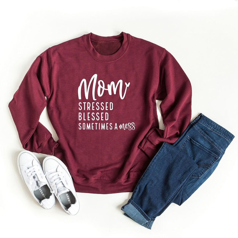 Mom Stressed Blessed Graphic Sweatshirt