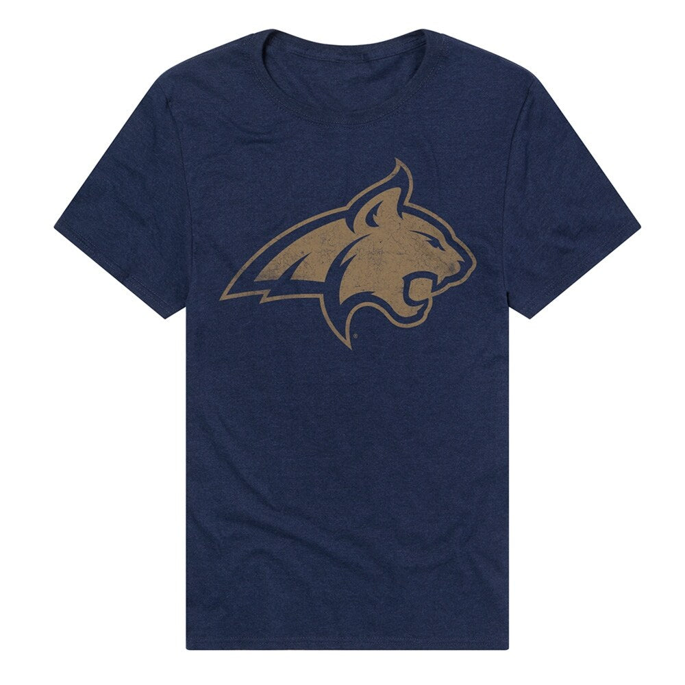 Montana State University Simple Distressed Logo Unisex Adult Heathered Premium T Shirt