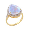 Moonstone 18K Gold-Plated Teardrop Solitaire Ring