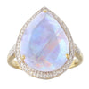 Moonstone 18K Gold-Plated Teardrop Solitaire Ring