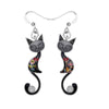 Mosaic Cat Drop Earrings