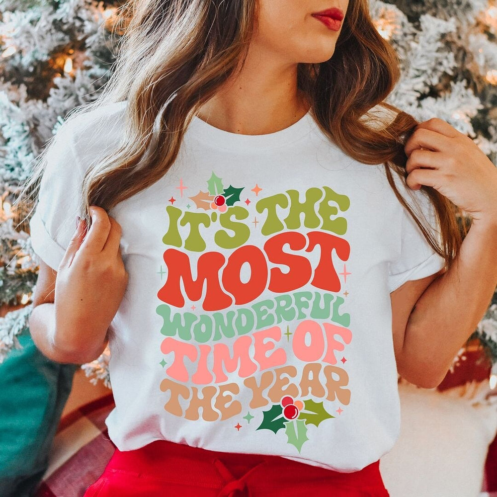 Most Wonderful Time Of The Year Holly Short Sleeve Crewnneck Tee