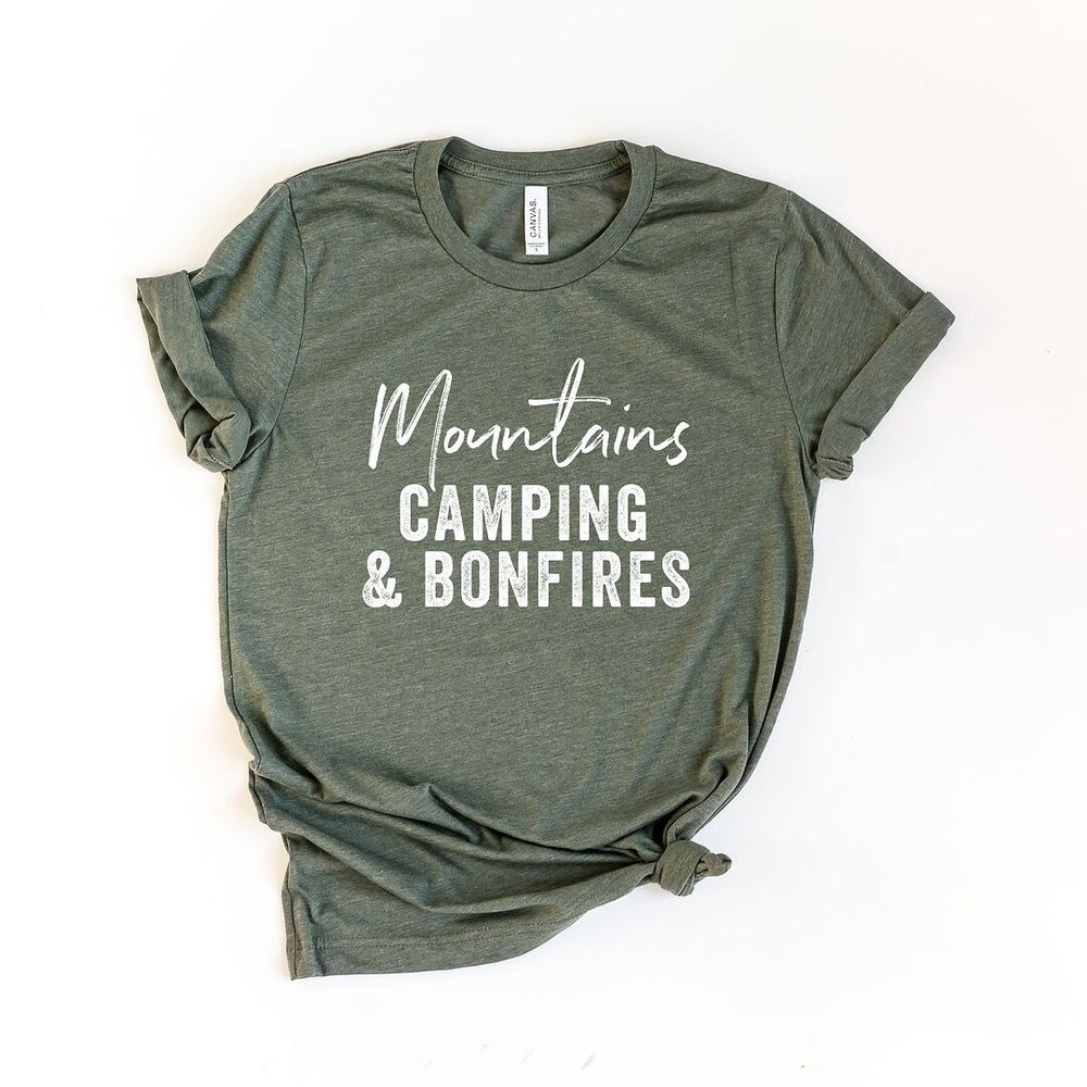 Mountains Camping and Bonfires Short Sleeve Crewnneck Tee