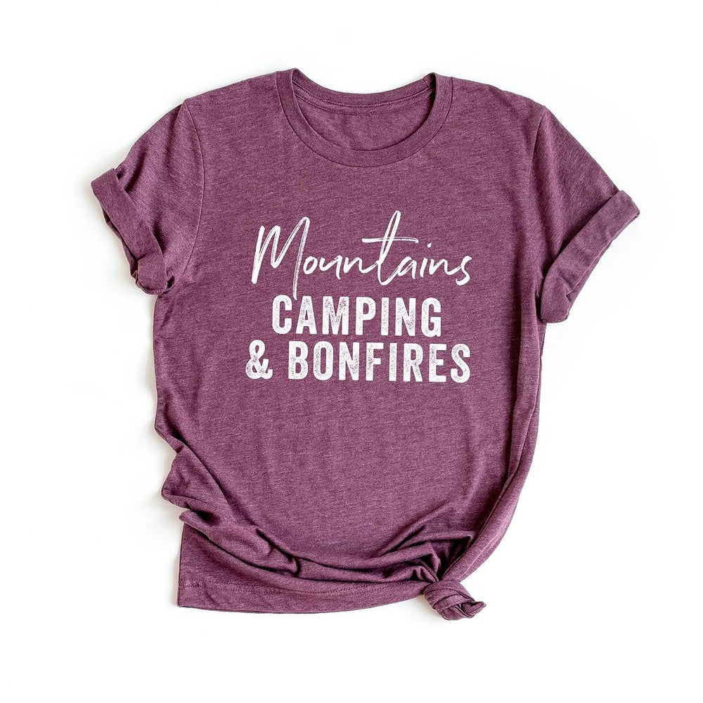 Mountains Camping and Bonfires Short Sleeve Crewnneck Tee