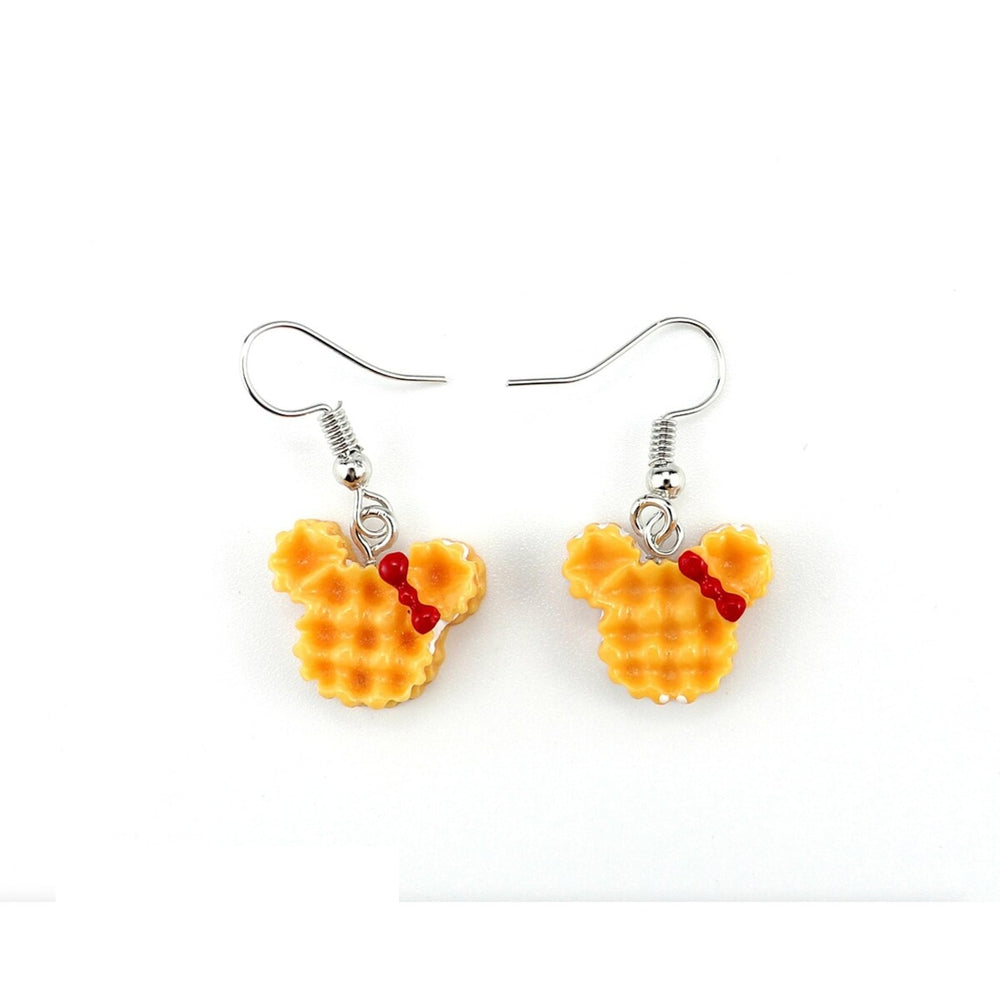 Mouse Shaped Waffle Drop Earrings