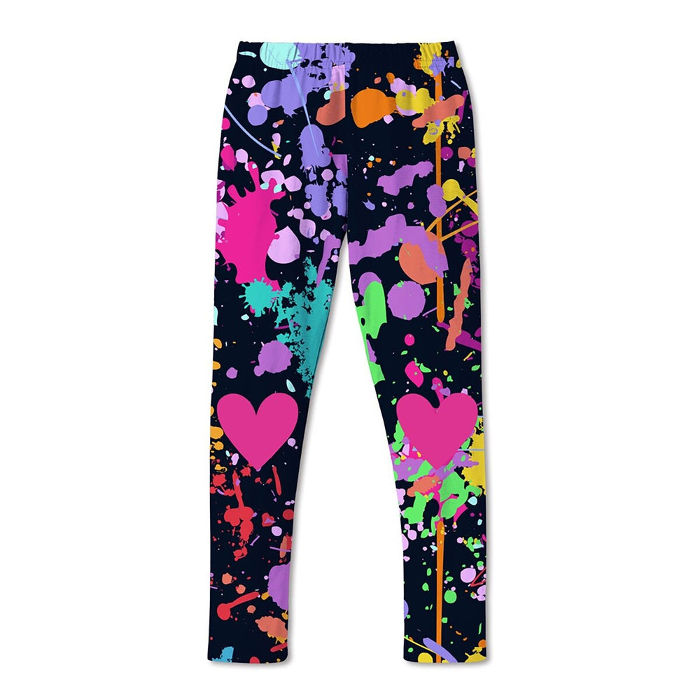 Multi Color Splatter Print Leggings