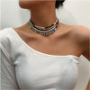 Multi Colored Beaded Choker Necklace Set - White