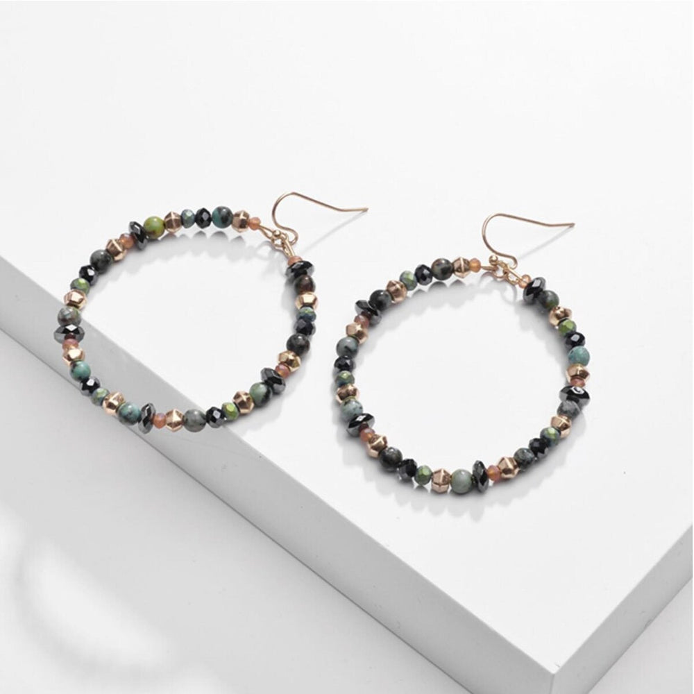 Multi Colored Beaded Circular Earrings