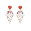 Multi Colored Beaded Ice Cream Cone Drop Earrings