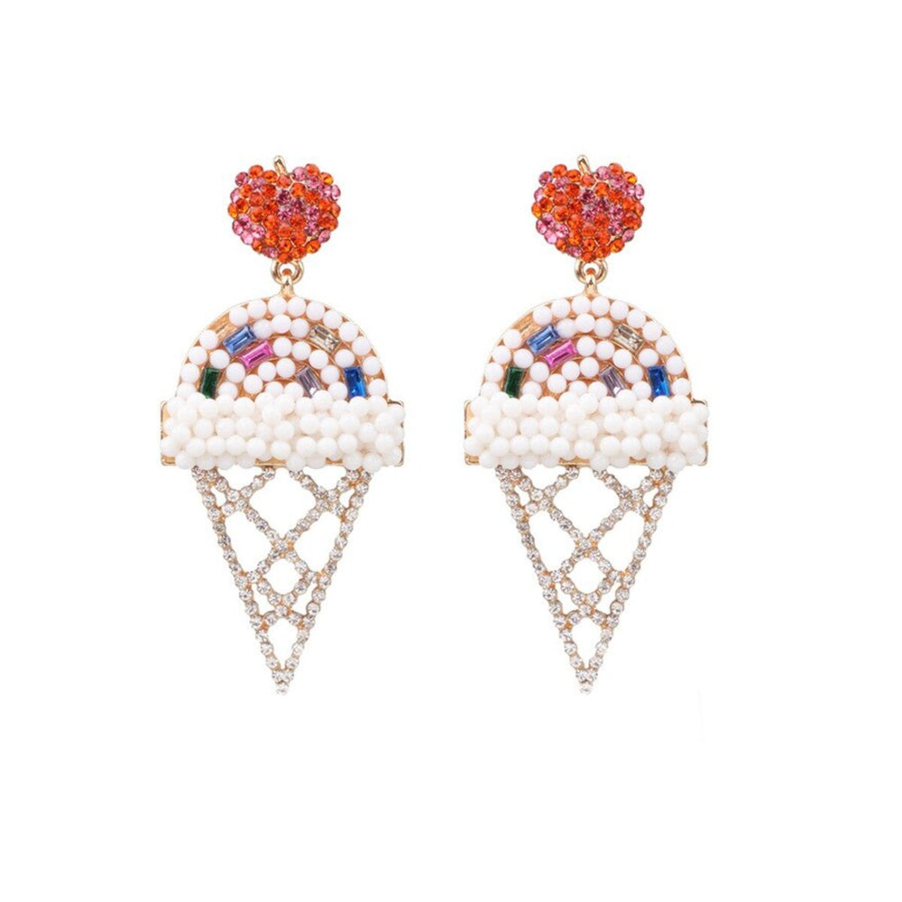 Multi Colored Beaded Ice Cream Cone Drop Earrings